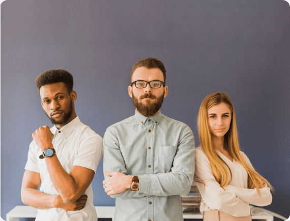 Three people standing