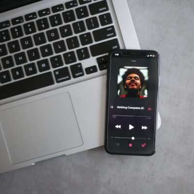 A laptop and a mobile