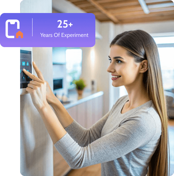 A woman using home appliance